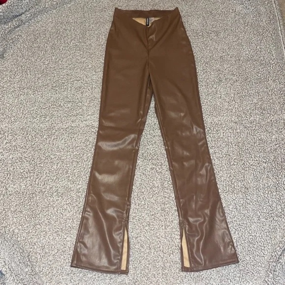 H&M Tan Brown Faux Leather Pants